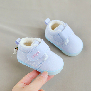 学步鞋女宝宝加厚棉鞋冬季0一1-2岁软底婴儿鞋加绒不掉鞋男童鞋子