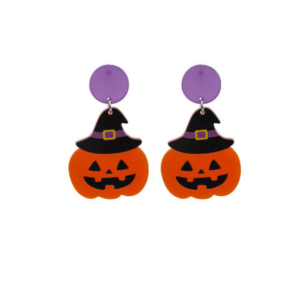 速发Halloween Party Pumpkin Spider Web Studs Cartoon Earring