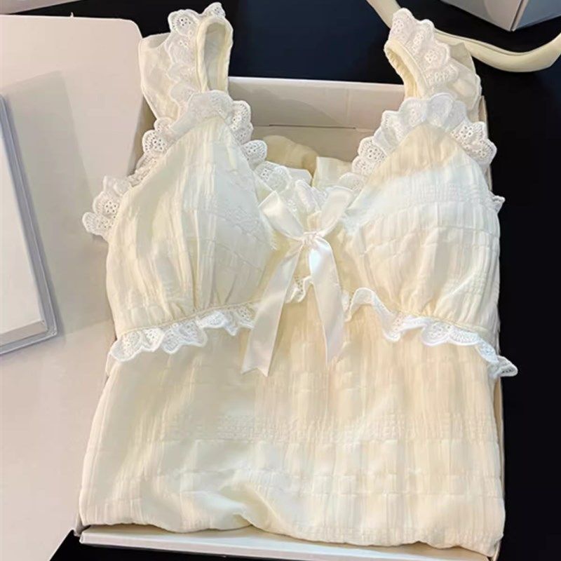 高级感甜美睡衣女夏季带胸垫白色花边睡裙公主风小个子家居服,女士内衣/男士内衣/家居服,睡裙,淘宝优惠券,粉丝福利购,淘宝优惠卷