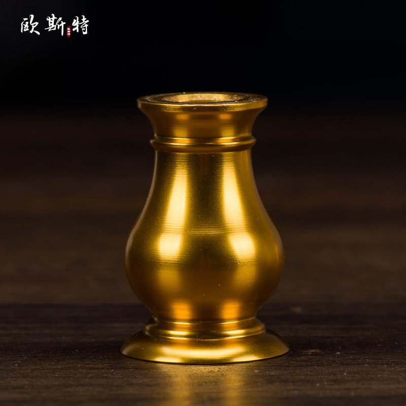 佛前供花镀金莲花摆件 家居装饰花佛堂供品鎏金佛台供佛供瓶 1i.