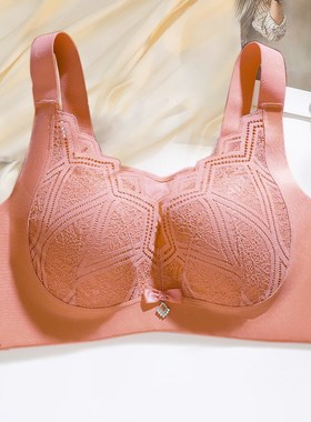 一片式全罩杯大码95C内衣女大胸显小收副乳抹胸防走光薄款文胸罩