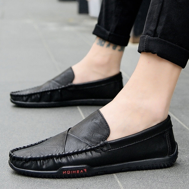 春季豆豆鞋男潮2021新款潮流韩版百搭夏款一脚蹬英伦懒人休闲皮鞋,流行男鞋,乐福鞋（豆豆鞋）,淘宝优惠券,粉丝福利购,淘宝优惠卷