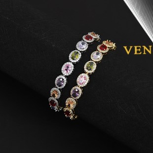 碧玺手链女银小碧玺散珠原石裸石镶嵌小众设计高级感碧玺手串