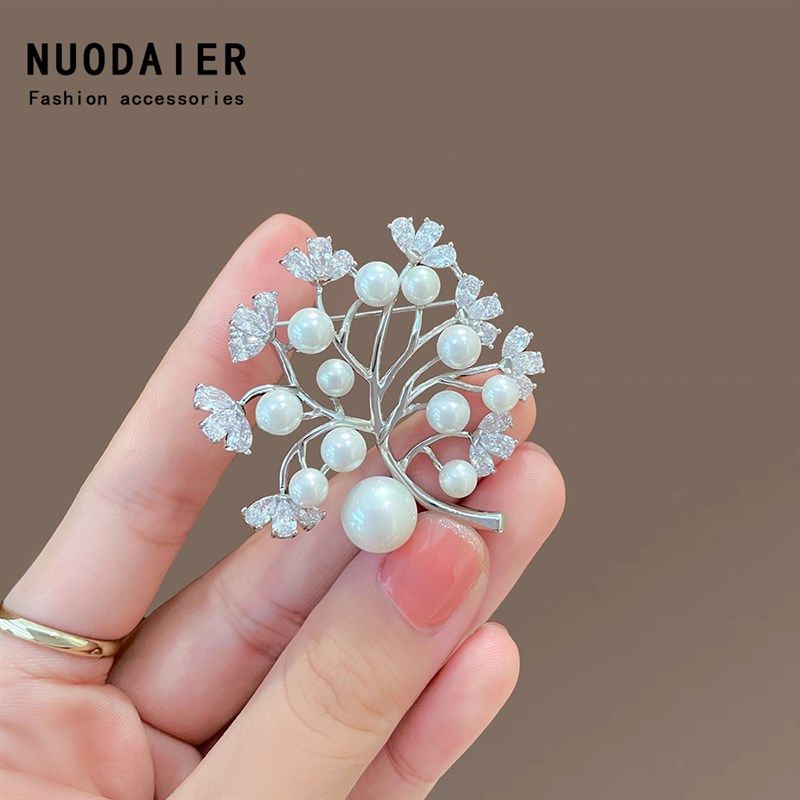 珍珠花针高档女奢华气质胸胸别针大计感小众毛衣设衣西装diy配件
