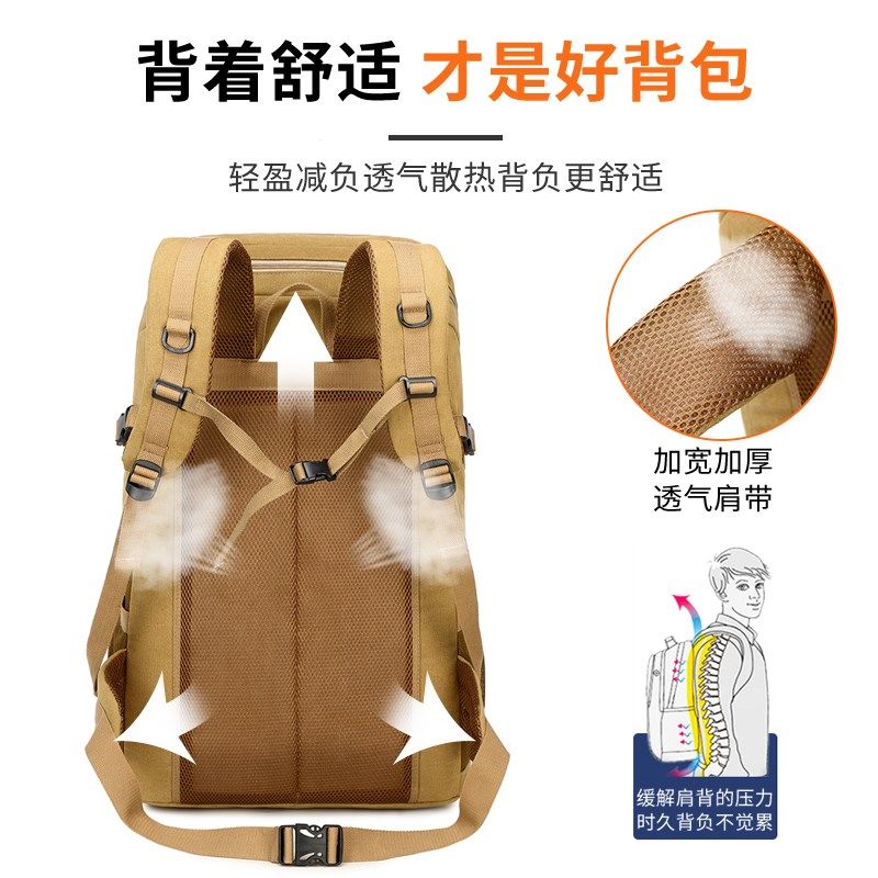 长途旅行双肩包帆布大容量书包男士户外登山行李背包出差收纳包
