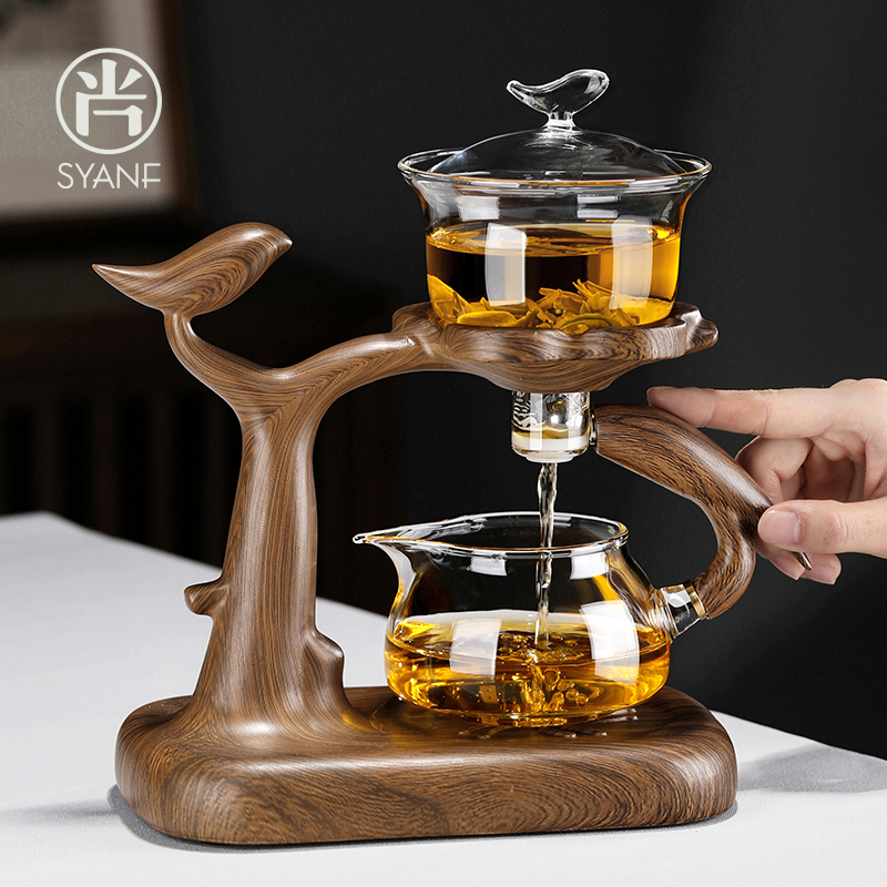 玻璃自动茶具套装网红磁吸泡茶壶茶杯F家用功夫茶懒人泡茶神器高