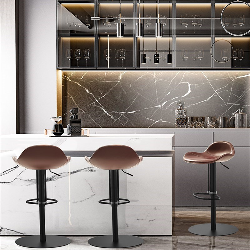 吧台椅现代简约家用高脚凳网红轻奢升降酒吧椅铁艺旋转收银台椅子