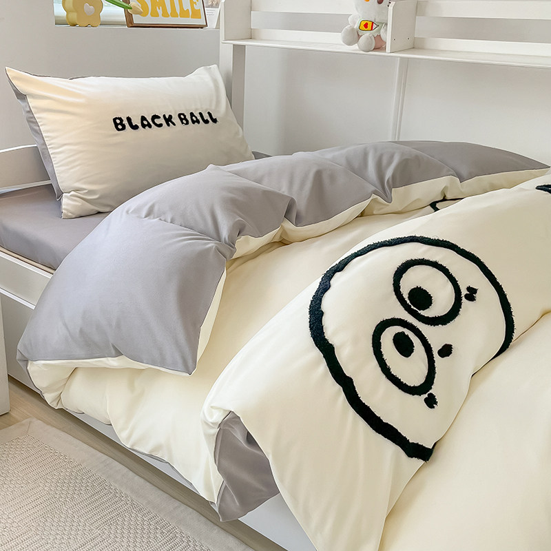 卡通大学生床笠宿舍专用90×190被套单人床上三件套1.2六件套员工