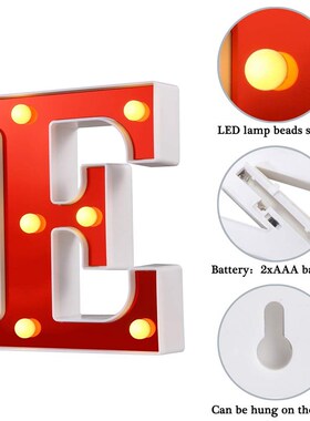 Red Plastic 26 Letters LED Night Light Marquee Sign Alphabe