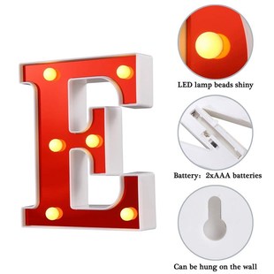 Red Plastic 26 Letters LED Night Light Marquee Sign Alphabe