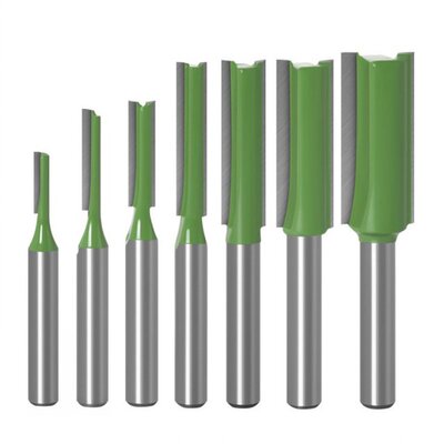 现货7Pcs 1e/4 Shank Single Double Flute Straight Router Bit