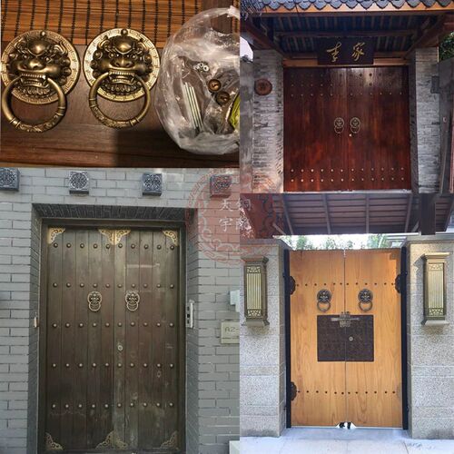 中式仿古大门拉手m纯铜实木门环别墅门大拉手古典铜狮子门环把手