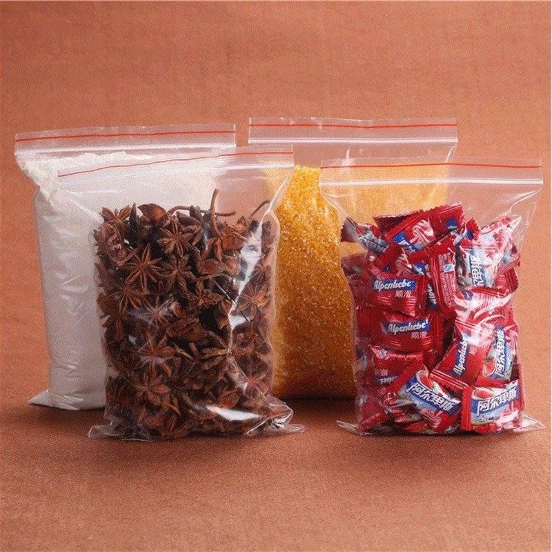 Food size transparent plastic bag ziploc bag transparent