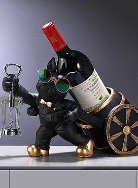 轻奢招财狗红酒架玄关酒柜电视柜摆设家居客厅装饰品摆件乔迁礼物