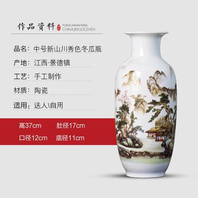 l景德镇陶器大号水花柜瓶中瓷式客厅插花山家居V电视装饰品摆