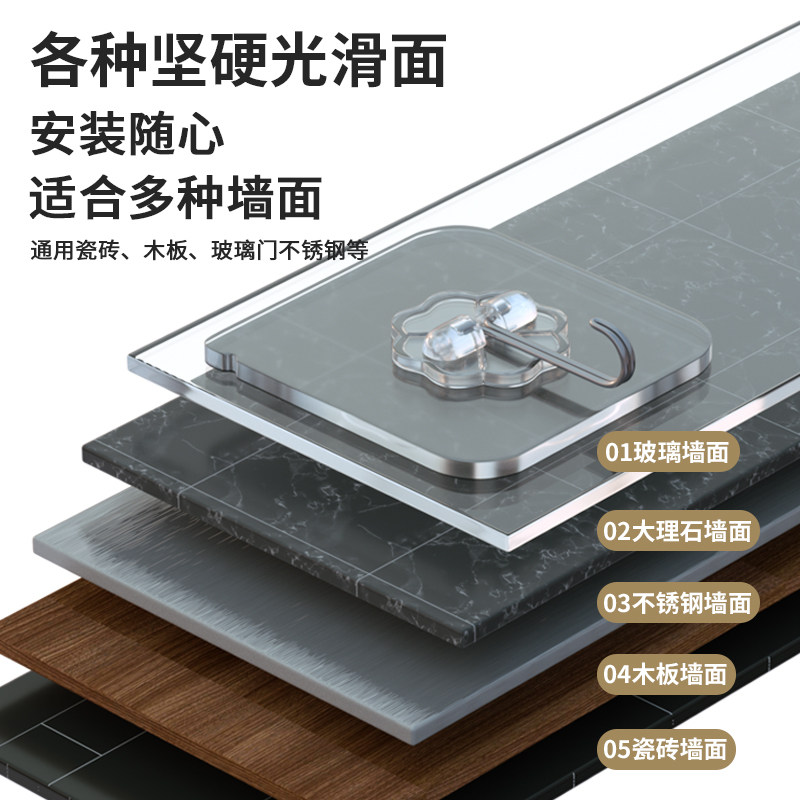 速发粘钩透明无痕贴钩厨房卫生间免打孔勾子粘胶钩子贴墙强力承重
