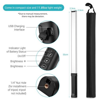 极速RGB Handheld LED Light Wand Rechargeable Photography Lig