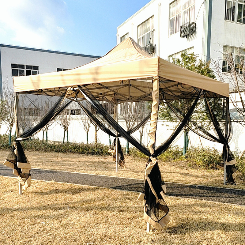 户外遮阳篷防蚊帐帘子白色广告篷网罩纱四脚折叠棚围布透气门车篷