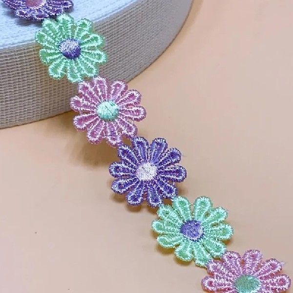 推荐1Yards 2.5cm Water Soluble Flower Edge Polyester Embroid 厨房电器 电热水壶/保健养生壶配件 原图主图