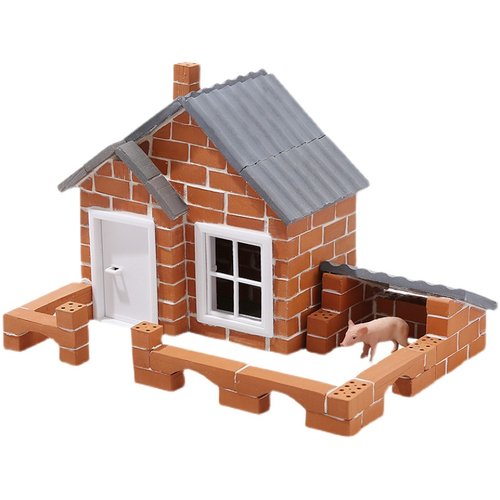 小小泥瓦匠砖头砌墙玩具儿童盖房子水泥搭建造圣诞diy小屋雪景礼