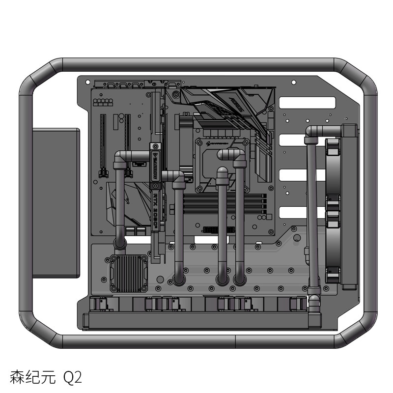 台式电脑主机箱全透明开放式骨架水冷便携EATX大板diy个性游戏