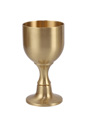黄铜小酒杯财神爷供奉摆件黄铜一两H二两高脚家用白酒杯茶水杯