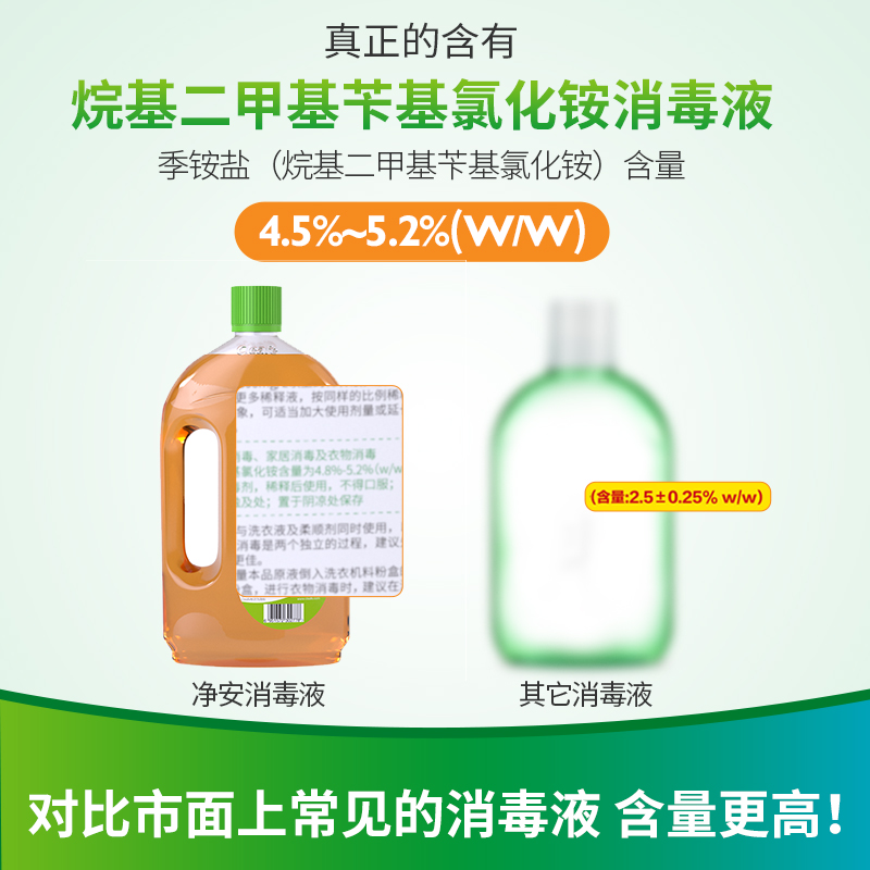 净安季铵盐消毒i液衣物家居宠物多用途除菌液1L×2洗衣通用消毒水 洗护清洁剂/卫生巾/纸/香薰 消毒液 原图主图