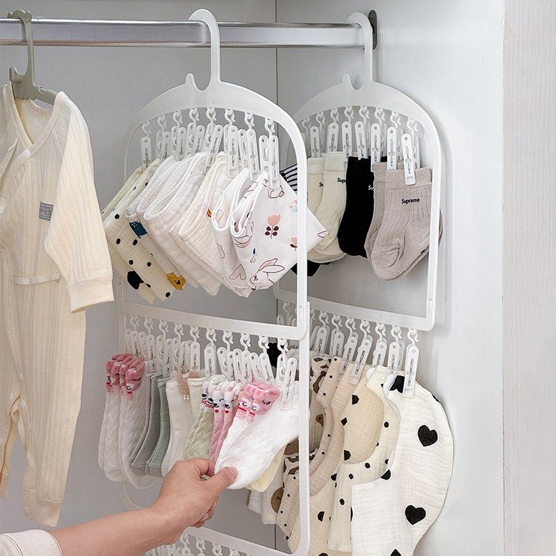 婴儿衣架衣柜收纳神器多夹子衣架宝宝口水巾袜子晾晒挂架帽子挂钩,婴童用品,婴童衣架,淘宝优惠券,粉丝福利购,淘宝优惠卷