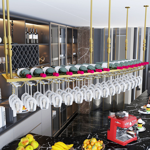 酒吧红酒架摆件弧度红酒杯架悬挂倒挂吧台高脚杯架圆形挂杯架定制