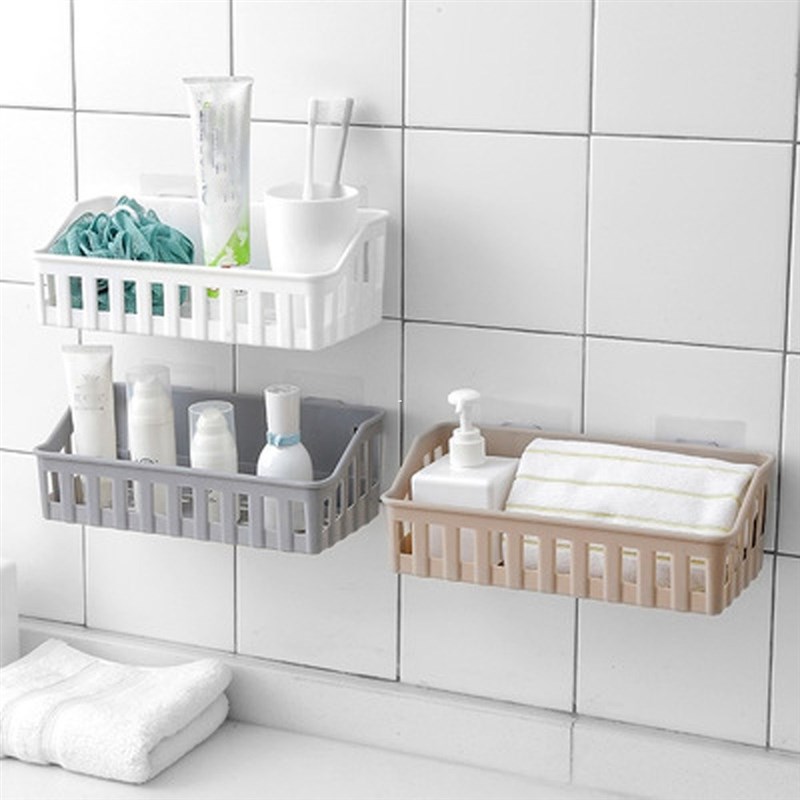 Kitchen Bathroom Wall Storage Shelf Hanging Rack Corner Bask-封面