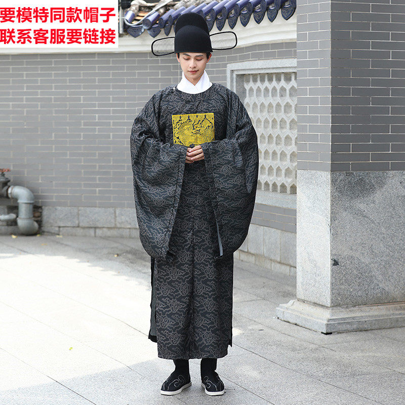 汉服男装明制官服武官一品狮子绣花圆领袍复原黑色古风中国风古装