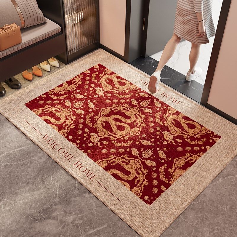 入户门垫新年红色蛇年玄关防滑地垫喜庆进门脚垫耐脏除尘耐磨地毯,居家布艺,入户地垫,淘宝优惠券,粉丝福利购,淘宝优惠卷