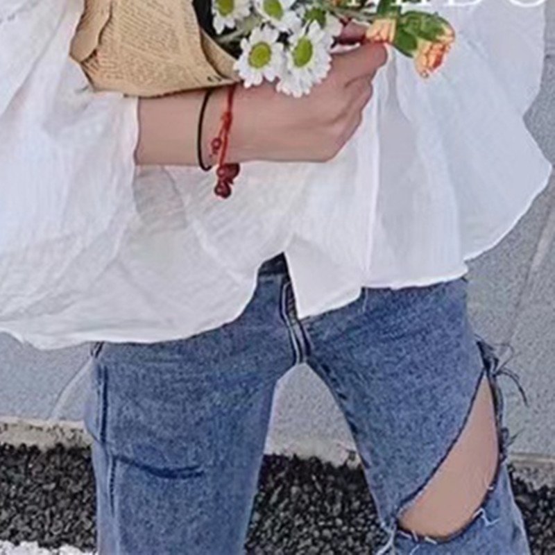 女童破洞牛仔裤新款薄款夏网红霸气时髦百搭儿童装修身弹力紧身裤