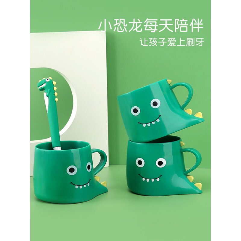 新品儿童漱口杯卡通宝宝刷牙杯夏A季家用防摔小恐龙饮水喝水杯子