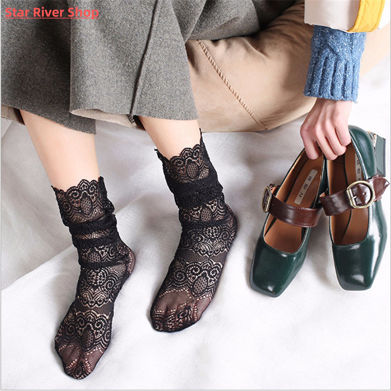 网红New Women's Socks, Peacock Pattern, Lace, Socks, Korean