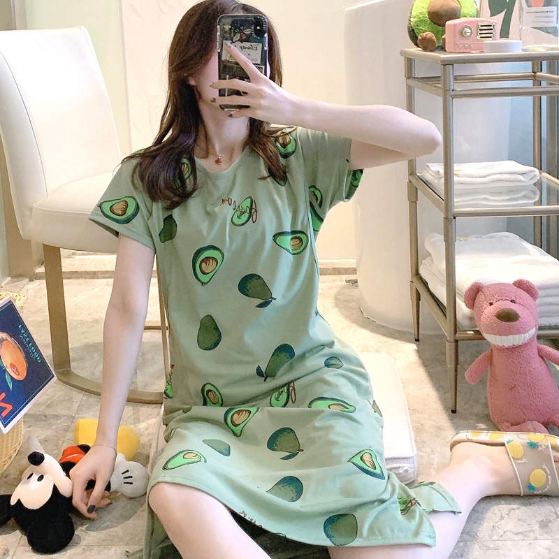 怀孕妇睡衣女连衣裙夏季产后哺乳期喂奶月子服棉产妇家居睡裙FJC