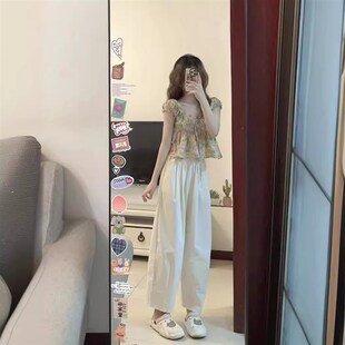 夏季2023盐系轻熟穿搭小个子短袖衬衫+休闲裤俏皮W活泼减龄套装女