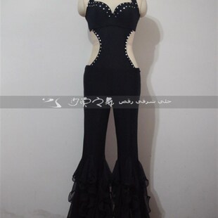 肚皮舞表演服 鼓舞演出服 连体款 荷叶裤 文胸R款 带钻量身订制