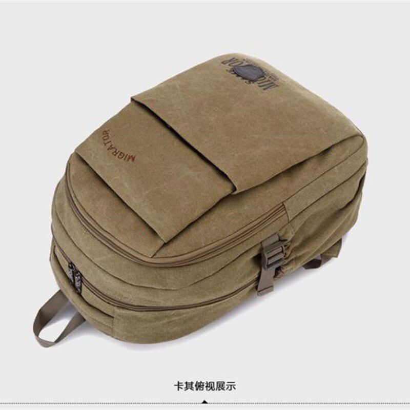 双肩背包男加厚帆布大背包校园大学生多层书包大容量旅游电脑背包