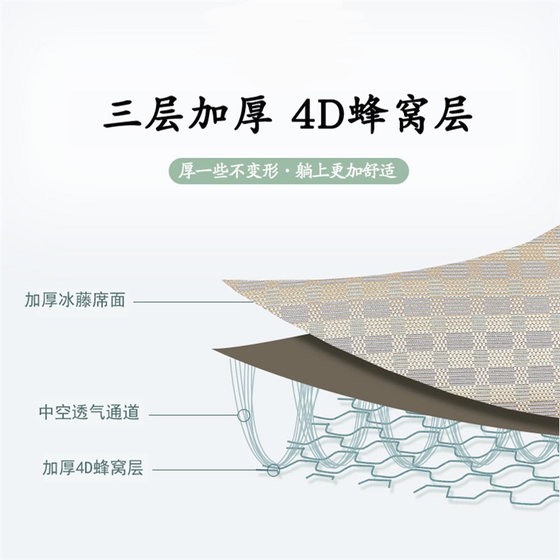 凉席1.8m床草席1.2x2冰丝裸睡冰席子D一米五八1.35宽竹藤席2.0x2.
