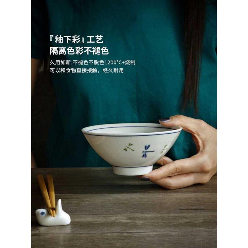 泽滕家 日式和风米饭碗家用陶瓷碗三角斗笠碗 青花瓷碗吃饭碗单个,标准件/零部件/工业耗材,车间地垫,淘宝优惠券,粉丝福利购,淘宝优惠卷