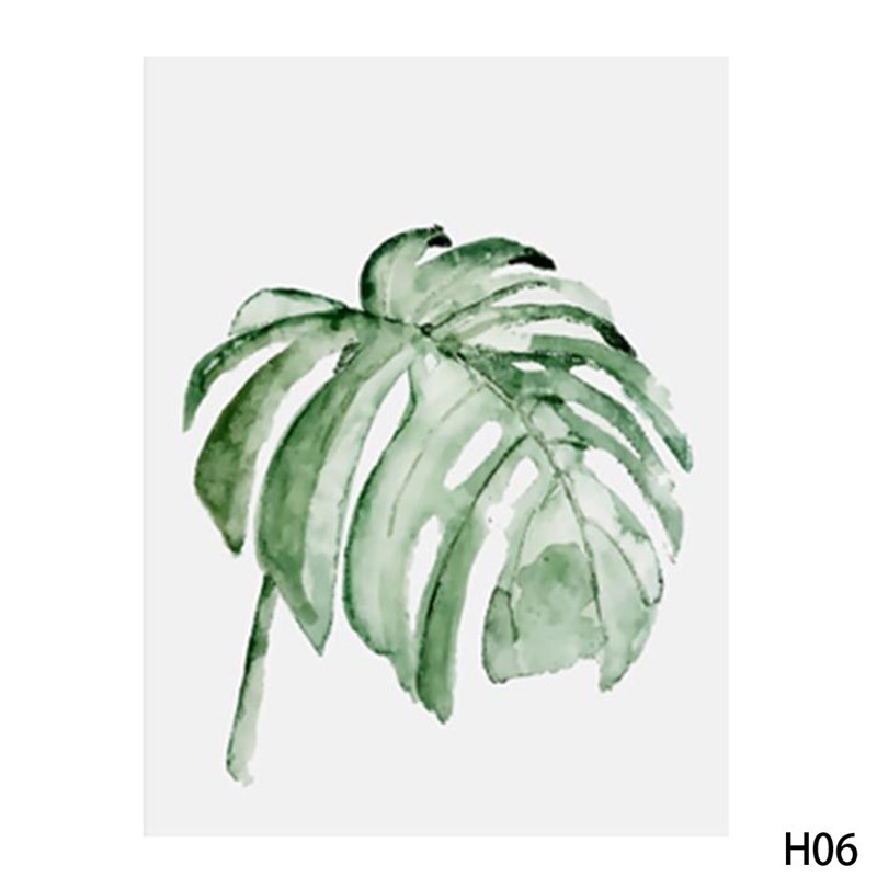 Watercolor Tropical Plant Leaves Minimalist Art Canvas Poste