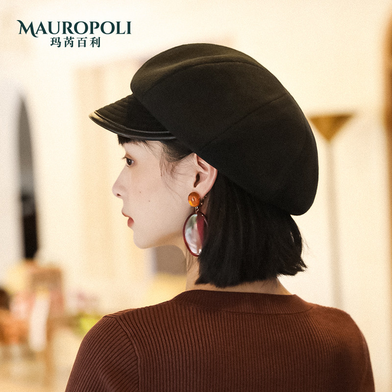 八角帽女优雅英伦气质黑色报童帽女士时尚秋冬帽子短檐鸭舌帽遮阳,服饰配件/皮带/帽子/围巾,帽子,淘宝优惠券,粉丝福利购,淘宝优惠卷
