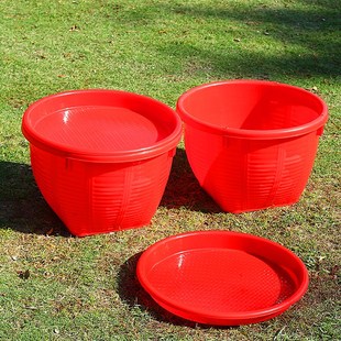 塑料箩篼箩筐收纳圆形结婚喜事农用仿竹编水果筐储物大小号胶筐筐