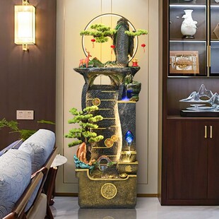 新中式鱼缸流水循环水摆件客厅玄关公司前台招财造景开业乔迁礼