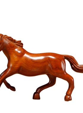 木雕马摆件开业礼品花梨实木雕刻办公室装饰品红木工艺品马到成功