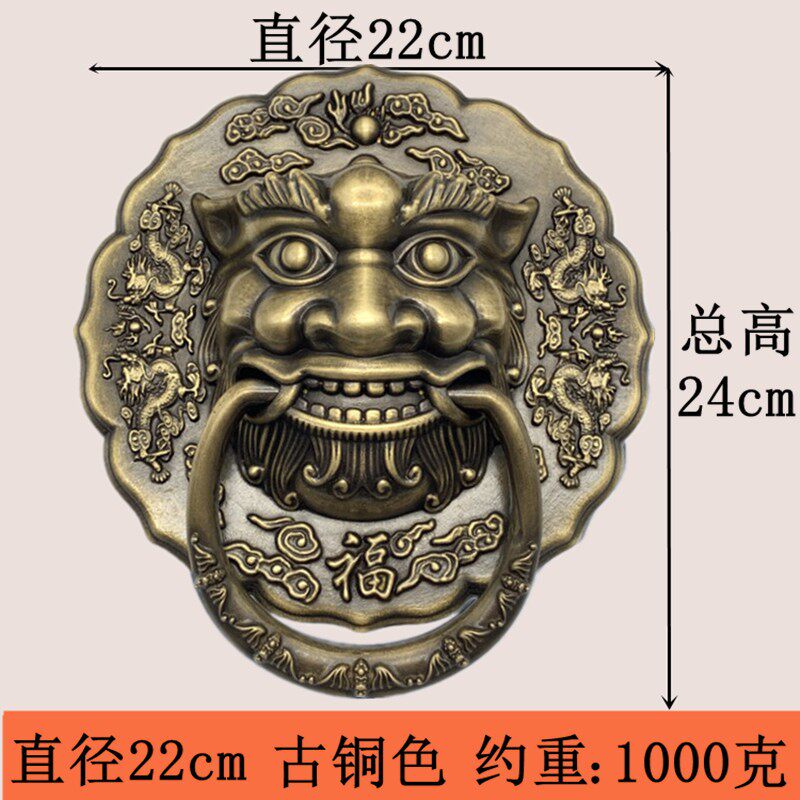 ft老式木门兽玻璃门拉手狮子头复古铜把手头纯铜门环中式大门铜拉