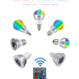 E27 E14 RGB Led Bulb 3W 5W 10W 15W Dimmable 16 Color Changin