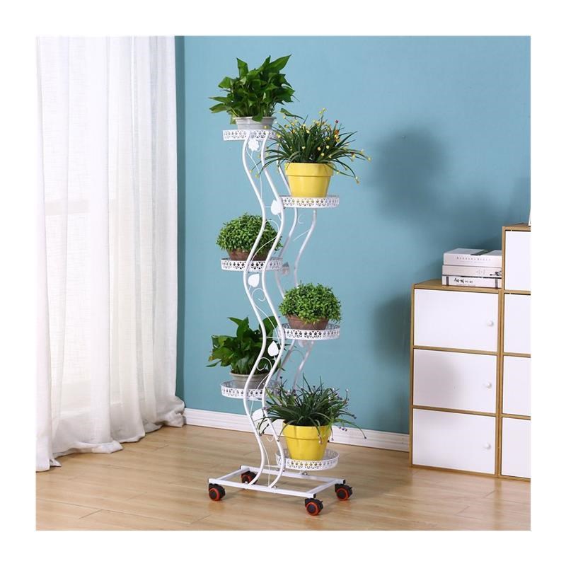 欧式轮子花架阳台客厅多层省空间室内落地带铁艺绿萝可移动花盆架