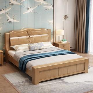 中式实木床1.8米主卧双人床简约现代经济型1.5m单人储Z物高箱婚床